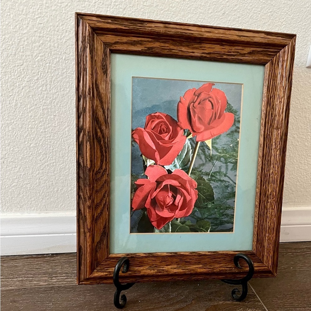 Framed Red Rose Artwork 11/13 inches